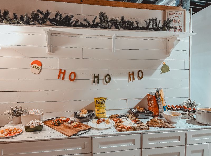 Holiday food and charcuterie spread on the serving counter at Events On Main Co. in Magna, UT